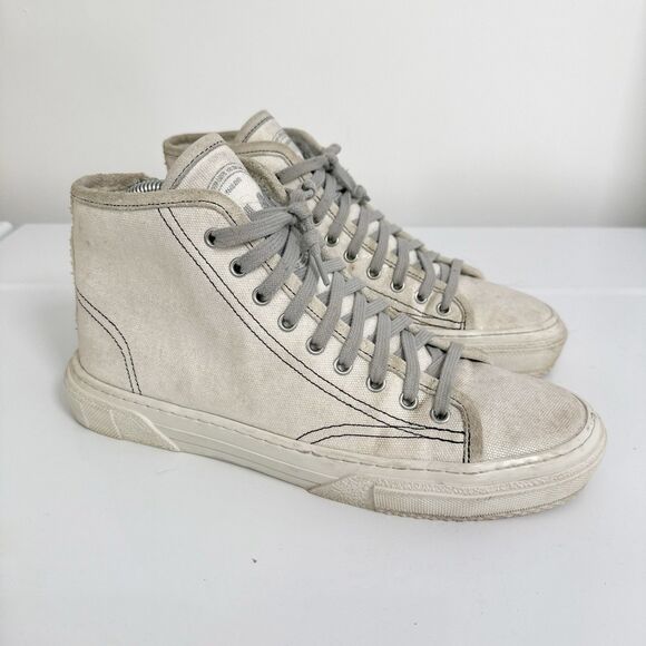 P448 Sneaker Women Sz 40 / US 9. 5 Sally High Top Platform Shoes White Snakeskin - Picture 1 of 9